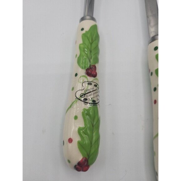 Temptations Tara Winter Whimsy Holly Ceramic Handle Stainless Whisk & Spoon - Picture 4 of 5